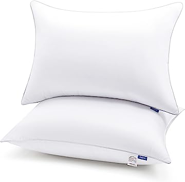 CozyLux Firm Pillows Standard Size Set of 2, Firm Supportive Bed Pillows for Sleeping 2 Pack, Hotel Quality Pillow with Down Alternative Fill for Side and Back Sleeper (20x26)