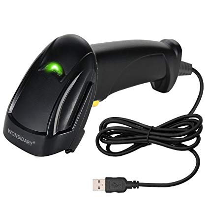 Wonsidary USB Barcode Scanner Wired 1D Handheld Bar Code Scanner Reader Automatic Sensing Scan Supports Windows Mac OS Android iOS