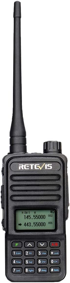 Retevis RT85 Walkie Talkie Dual Band, Long Range Scanner Radio, 2m/70cm Ham Radio with LCD Display, 200 Channels Professional Two Way Radio for Outdoor Adventure, Construction Site(Black, 1Pcs)