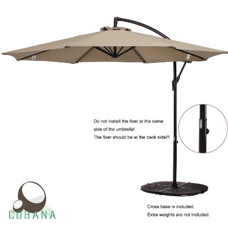 COBANA 10 Ft Patio Umbrella Offset Hanging Umbrella Outdoor Market Umbrella Garden Umbrella, 250g/sqm Polyester, Beige