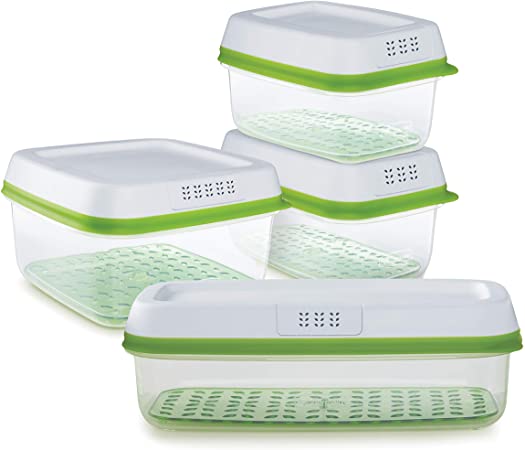 Rubbermaid FreshWorks Produce Saver Food Storage Containers, 8-Piece, Clear