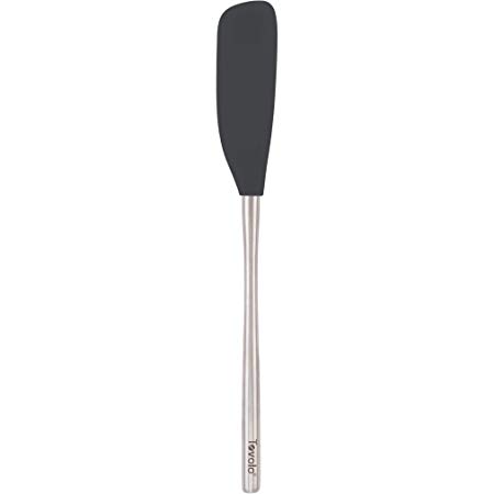 Tovolo Flex-Core Stainless Steel Narrow Handled Jar Scraper Spatula, Removable Head, Dishwasher Safe, Charcoal