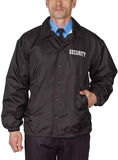 HPU Security Windbreaker Jacket Black Lined 100% Brushed Polyester Tricot