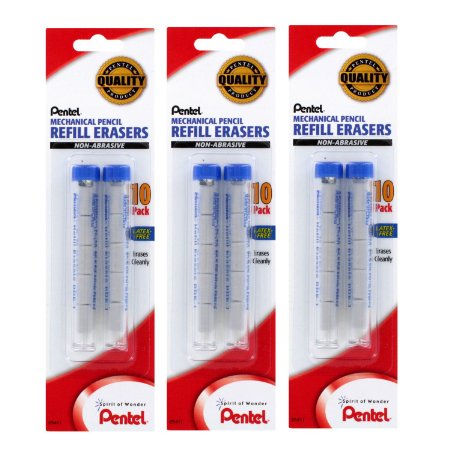 Pentel Refill Eraser for AL, AX and PD Series Pencils, 6 Tube Pack (PDE1BP2-K6)