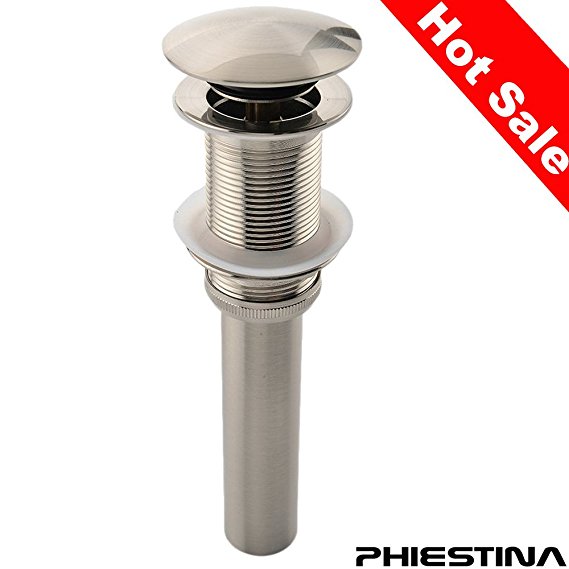 Phiestina Modern Lavatory Faucet Vessel Assembly Pop Up Stainless Steel Bathroom Sink Stopper Drain withouth Overflow, Stainless Steel