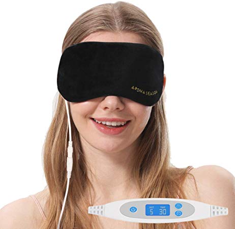 Aroma Season USB Steam Eye Mask to Relieve Eye Stress Warm Therapeutic Treatment for Dry Eye Blepharitis Styes (Black)