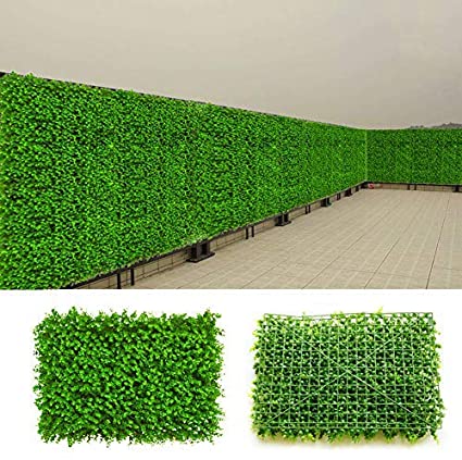 Artificial Boxwood Hedges Panels, Faux Grass Shrubs Garden Privacy Screen Fence Greenery Panels Decorative Fences Covers (4pc)