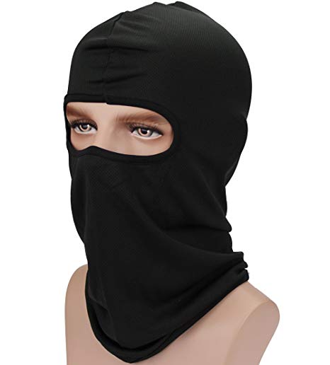 GANWAY Outdoor Sunscreen Cap Protective Head Tactics CS Hat Balaclava Ski Motorcycle Face Mask (black)