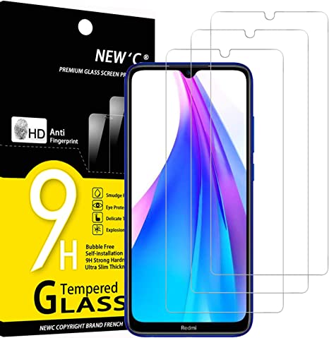 NEW'C 3 Pezzi, Vetro Temperato per Xiaomi Redmi Note 8T, Pellicola Prottetiva Anti Graffio, Anti-Impronte, Senza Bolle, Durezza 9H, 0,33mm Ultra Trasparente, Ultra Resistente