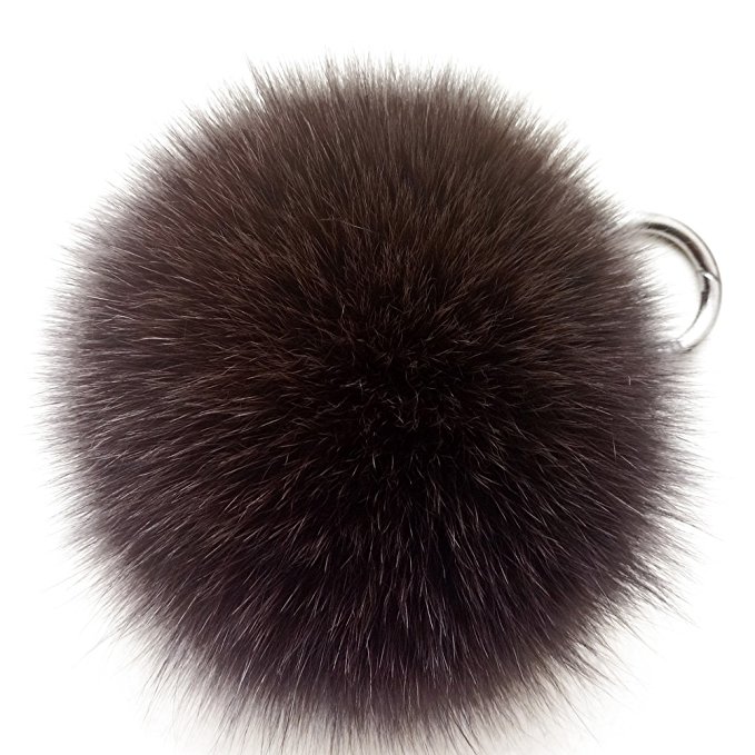 Valpeak 5'' Fox Fur Large Ball Pom Pom Keychain Womens Bag Purse Charms