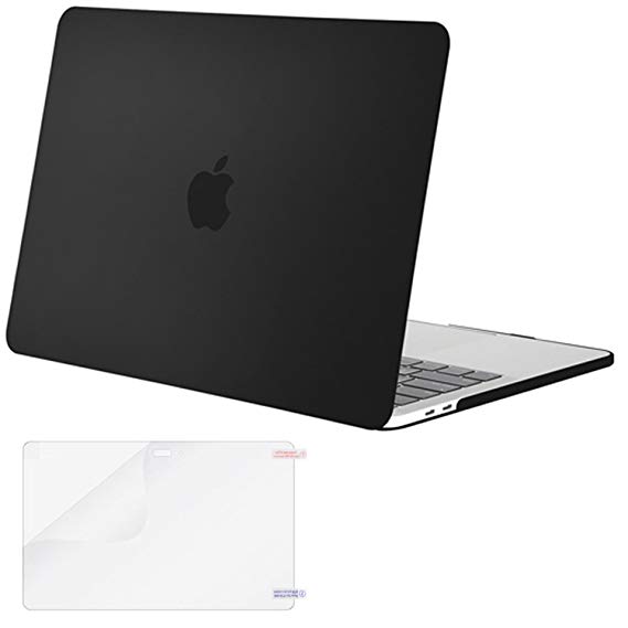 Mosiso MacBook Pro 15 Case 2017 & 2016 Release A1707, Plastic Hard Case Shell Cover with Screen Protector for Newest Macbook Pro 15 Inch with Touch Bar and Touch ID, Black