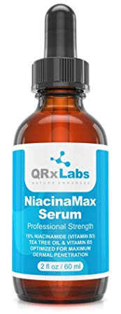 NiacinaMax Serum with 10% Niacinamide, Tea Tree Oil, Calendula Extract, Allantoin and Vitamins B5 & E – Enhanced dermal penetration – Shrinks pores, reduces blemishes and clears skin – 2 fl oz
