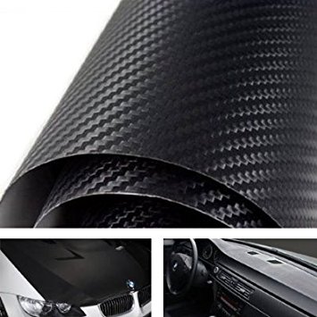 24 by 48 inches 3D Twill Weave Glossy Black Carbon Fiber Vinyl Sheet