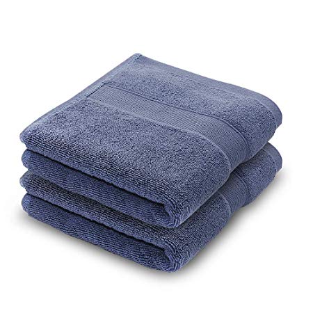 Eaggle Hand Towel Face Towel Set 100% Cotton High Absorbent Facial Cleansing Towel Washcloths 13"x29" 2 Pack Blue