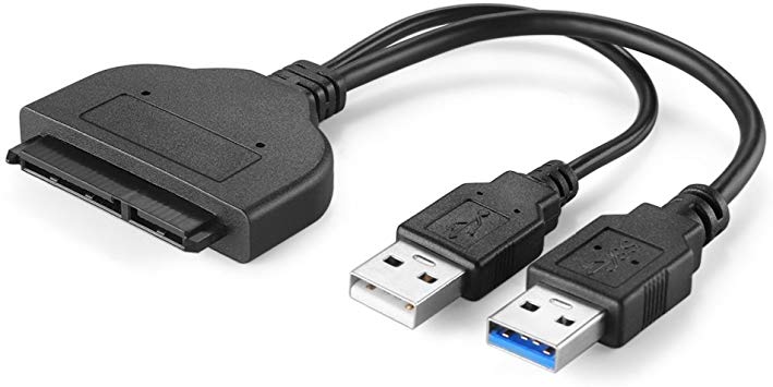 TNP USB 3.0 to 2.5" SATA III Adapter Cable Bridge w/UASP High Speed Data Transfer Protocol Support SATA to USB 3.0 Converter for SSD HDD Solid Drive (USB to SATA w/Extra USB Power Port (6 Inch))