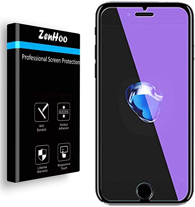for iPhone SE 3 (2022), SE 2 (2020), iPhone 8, iPhone 7, Anti Blue Light [Eye Protection] Tempered Glass Screen Protector, ZenHoo