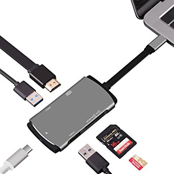 ALLCACA 6 in 1 Type C Adapter Multiport Adapter USB C Hub with 4K HDMI, 2 USB 3.0, PD Charging, SD and TF, Apply to Nintendo Switch and Samsung Galaxy S8, Support DEX Mode, Grey