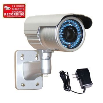 VideoSecu 1/3" PIXIM DPS Bullet Security Camera Outdoor Day Night Vision WDR OSD 690TVL 48 IR Infrared Leds 6-15mm Zoom Lens with Power Supply and Security Warning Sticker IR69WD BBE