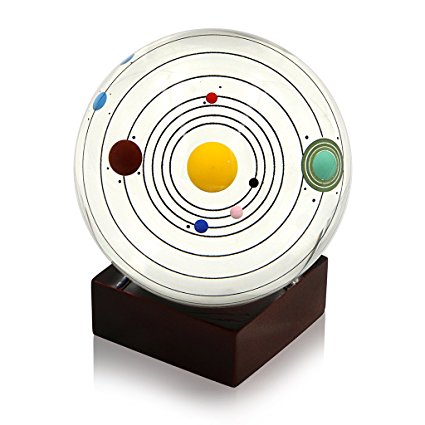 Hipiwe Clear Crystal Ball 80mm Solar System Crystal Ball with Stand Shows All Eight Planets