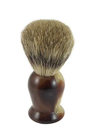 GBS 100% Pure Badger Bristle Shaving Brush With Faux Horn Handle Compliments Any Shaving Razor For Ultimate and Best Wet shaving Experience
