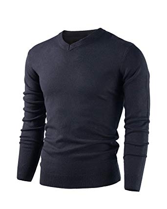 SG Fashion Mens V-Neck Woolen Sweaters Slim Comfortably Knitted Long Sleeve Pullover