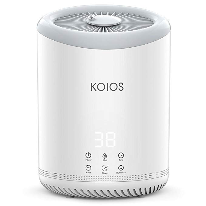 KOIOS Upgrade Top Fill Humidifiers, Ultrasonic Cool Mist Humidifier with 3 Adjustable Mist Settings, Ultra Quiet, Automatic Shut-Off, Sleep Mode, 4 Liter Large Capacity Open Water Tank for Bedroom