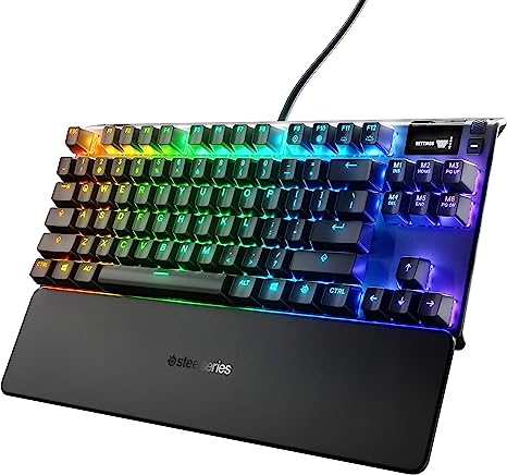 SteelSeries Apex 7 TKL Compact Mechanical Gaming Keyboard – OLED Smart Display – USB Passthrough and Media Controls – Tactile and Quiet – RGB Backlit (Brown Switch)