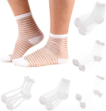 Sheer Mesh Transparent Socks Women - Lace Ultrathin Fishnet See Through Ankle Sock