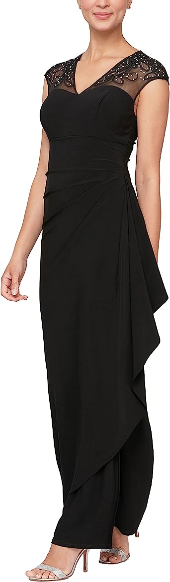 Alex Evenings Women's Long Dress with Knot Front Detail