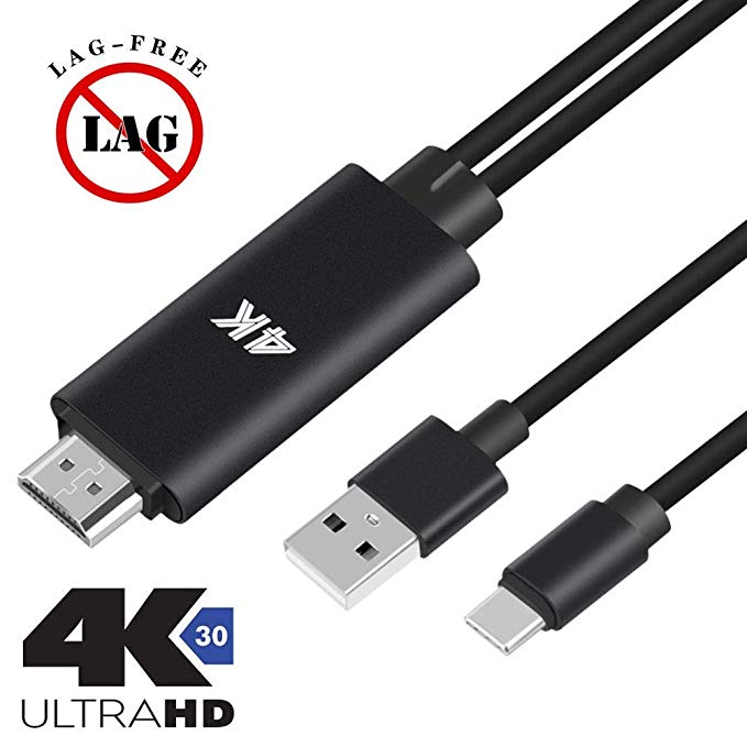 HDMI Adapter MHL HDTV Cable for Samsung Galaxy S8 S9 Plus Note 5 LG Moto Z2 Play Android Devices USB Type C Phone MacBook to TV Monitor Projector - Upgraded 4K 30FPS HD Video Digital Converter Cord