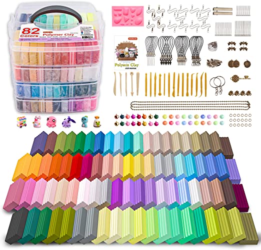 Polymer Clay, Shuttle Art 82 Colors 1.2 oz/Block Oven Bake Modeling Clay Kit with 19 Sculpting Clay Tools and 16 Kinds of Accessories, Non-Stick, Non-Toxic, Ideal DIY Art and Craft Gift for Kids