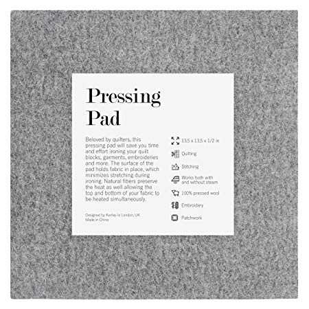 Kenley Wool Pressing Mat for Quilting - 13.5"x13.5" Wool Ironing Pad for Quilters - Portable Heat Press Iron Craft Mat for Travel or Classes - Accessories & Gifts for Quilting Embroidery Sewing