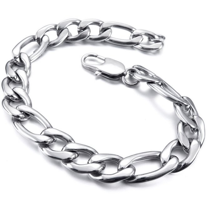 Mens Stainless Steel Bracelet Link Wrist Curb Silver Polished