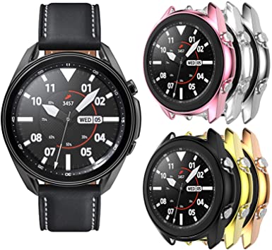 Case Compatible with Samsung Galaxy Watch 3 41mm 45mm Case Soft TPU Bumper Full Around Screen Protector Cover for Galaxy Watch 3 Smartwatch Band Accessories (6 Colors-1, 45mm)