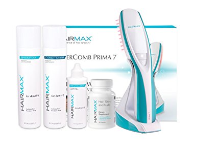 HairMax PRIMA 7 LaserComb with Den•si•ty 4 PC Thinning Hair Care Bundle (worth over £65). Stimulates Hair Growth, Reverses Thinning, Regrows Fuller More Vibrant Hair.
