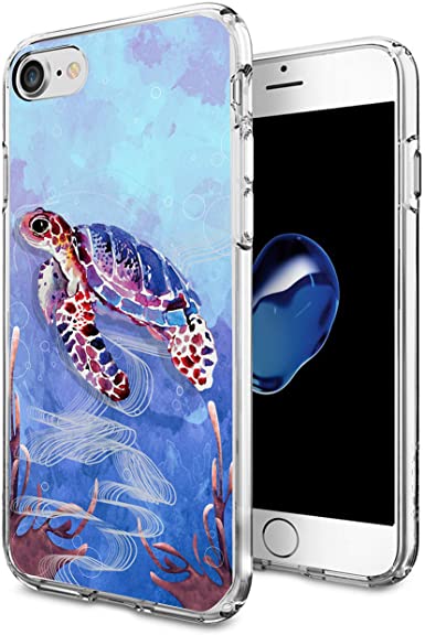 cocomong Cute Swimming Sea Turtle Case for iPhone 7 iPhone 8 4.7" Animal Pattern Design Flexible TPU Protective Phone Cover Gift for Girls Women Men Anti-Scratch-Drop Ultra Thin Shockproof Bumper
