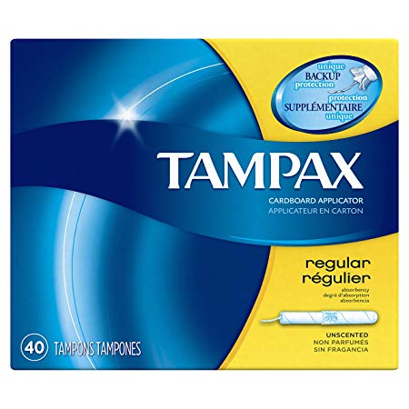 Tampax Cardboard Tampons, Regular Absorbency, Unscented, 40 Count