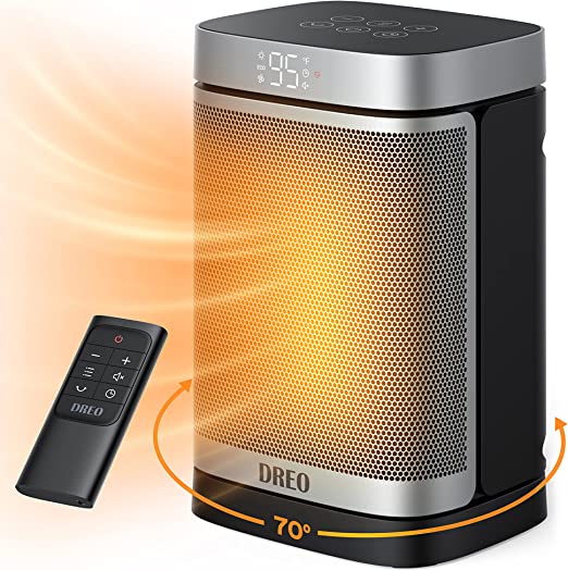 Dreo Space Heater, 1500 W PTC Ceramic Heater with Smart Thermostat, Electric Heater with 70° Oscillating, 4 Modes, 12 Hour Timer, Safety & Quiet Instant Heating, Portable Heater for Bedroom