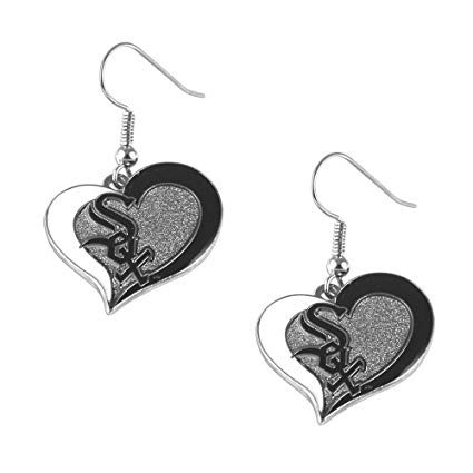 Chicago White Sox Swirl Heart Earring Set MLB Charm Gift