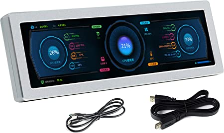 waveshare for All Raspberry Pi/AI Computer Jetson Nano/PC Windows 11/10 / 8.1/8 / 7, 8.8" IPS Side Monitor 480x1920 No Touch HDMI Display Port Built-in HiFi Speaker, with CNC Process Alloy Enclosure