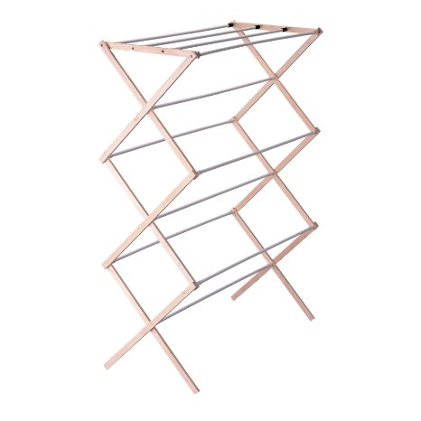 Household Essentials Folding Wood Clothes Drying Rack Pre assembled