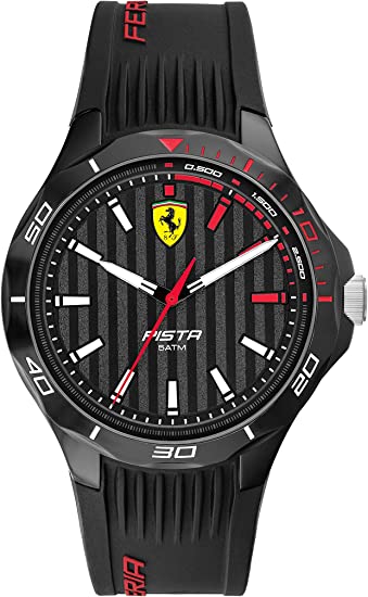 Scuderia Ferrari Pista Men's Quartz ABS Plastic and Silicone Strap Casual Watch, Color: Black (Model: 0830780)