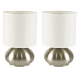Bedroom Side Table Lamps Set of 2 with On Off Touch Sensor 2-pack -Brushed Nickel - Table Lamps for Bedroom Set of 2 - End Table Lamps - Table Lamps Set of 2 - Touch Lamps