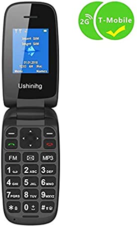 Ushining Unlocked Flip Phone GSM 2G T-Mobile Phone Dual SIM Dual Standby Easy to Use Flip Phone(Black)