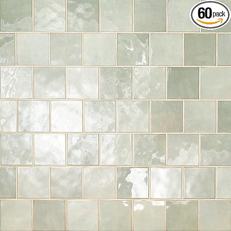 MSI Renzo Jade 5 Inch x 5 Inch Glossy Ceramic Square Wall Tile for Bathroom, Kitchen Backsplash, Accent Wall Tile, and Shower Wall Tile