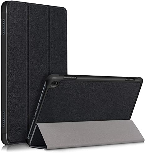 KuRoKo Case Compatible with All-New Kindle Fire HD 8 Tablet and Fire HD 8 Plus Tablet (10th Generation, 2020 Release), Slim Light Cover Trifold Stand Hard Shell Cover with Auto Wake/Sleep(Black)
