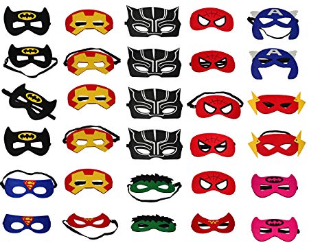 ORIONDUST 30 Superhero Masks for Party Favors - 30 Pieces Character Made of Felt for Adults & Kids