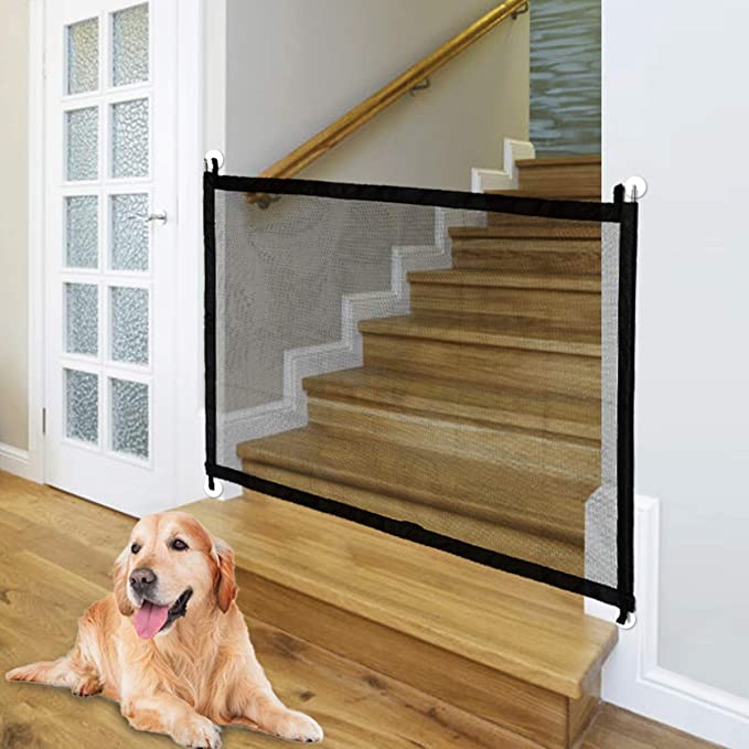CAMTOA Magic Gate for Dogs, Indoor Outdoor Gate, Portable Folding Mesh Dog Gate, Extra Wide Safety Gate & Pet Gate for Stairs, Doors, Extends up to 40.4'' X 29.5''