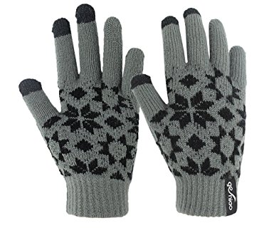 Holly Knitted Jacquard Touchscreen Gloves for Smartphones & Tablets, Small, Medium and Large