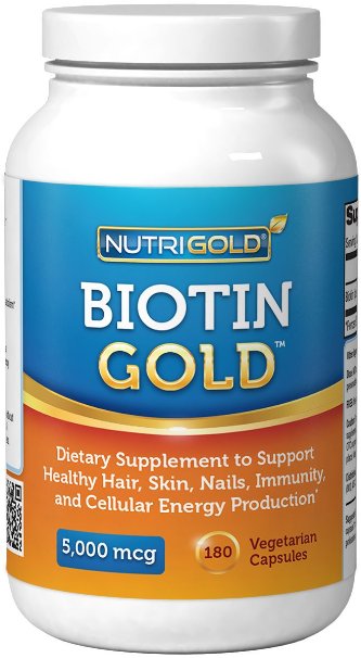 Biotin 5000 mcg 180 Vegetarian Capsules - The Gold Standard Biotin for Hair Growth Skin and Nails